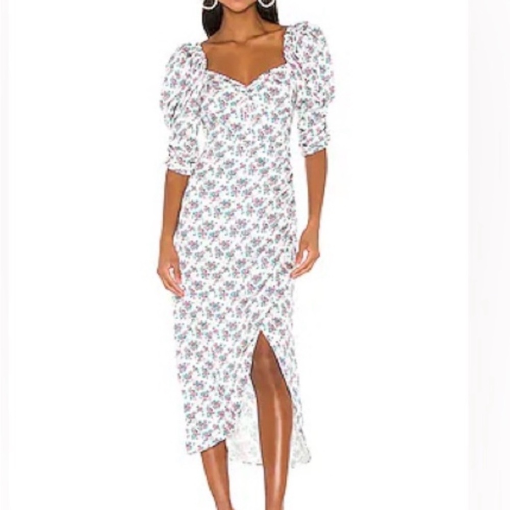 For Love And Lemons White Floral Long Sleeve Dress